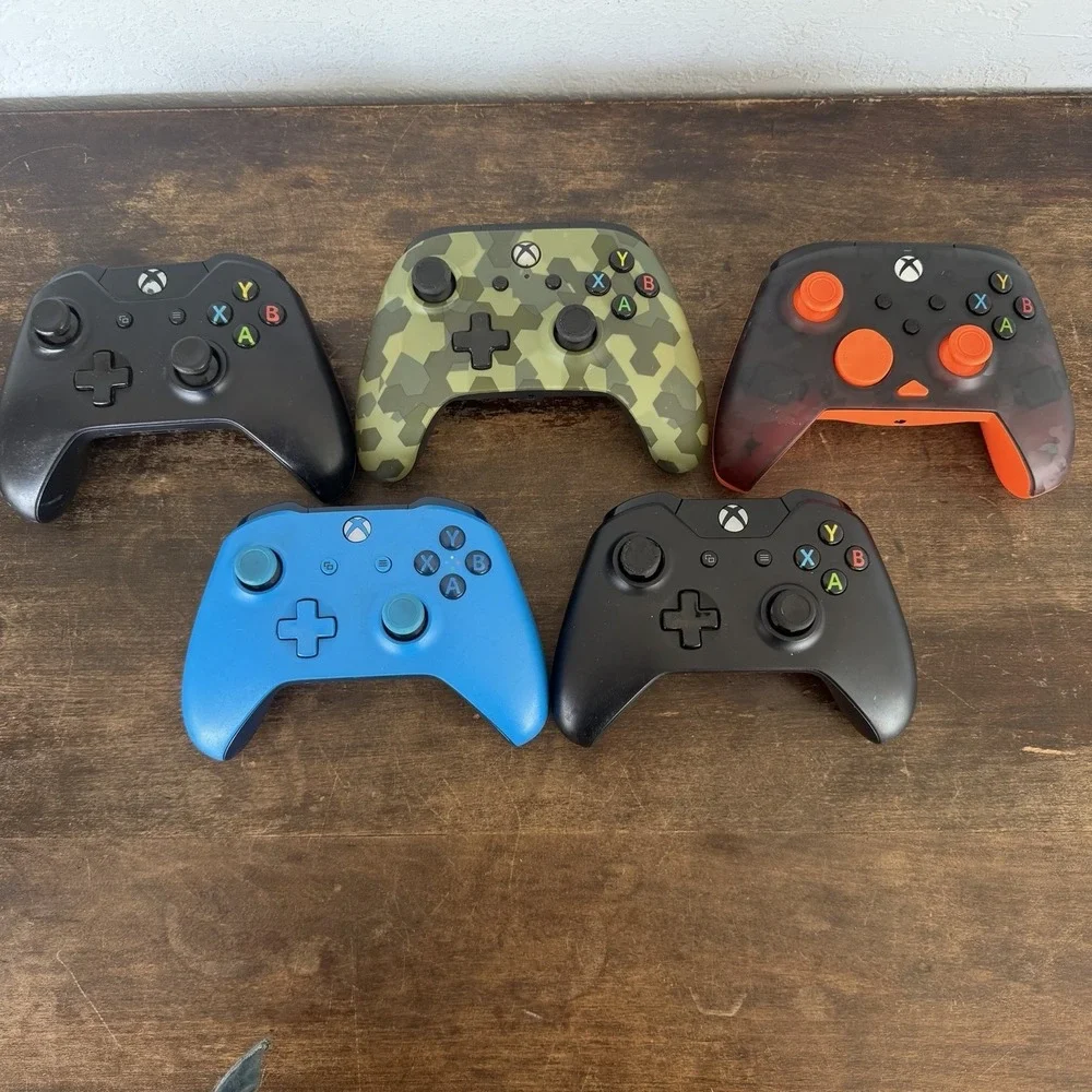 Xbox One Controller Lot of 5 OEM PowerA Turtle‎ Beach Camo Blue Untested